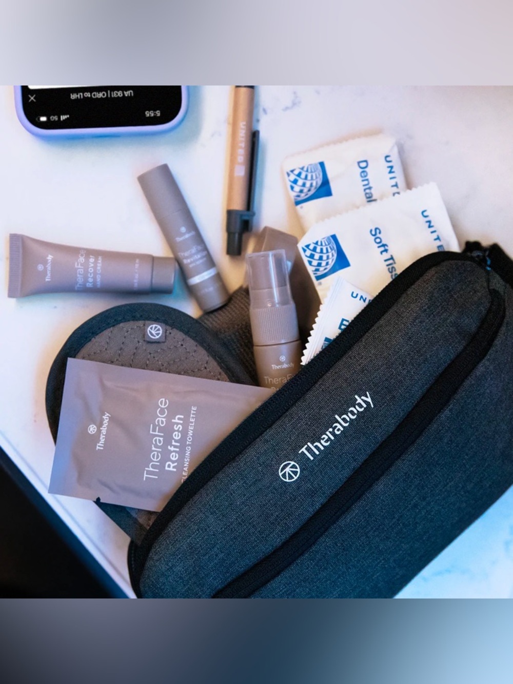 NWT sealed United Airlines Polaris Therabody First Class Amenity Kit